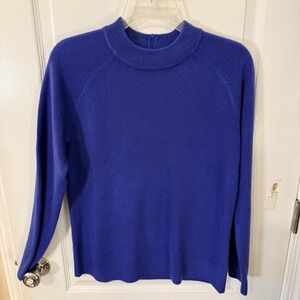 Women's Blue Knit Petite Large Sweater Nouveaux Brand